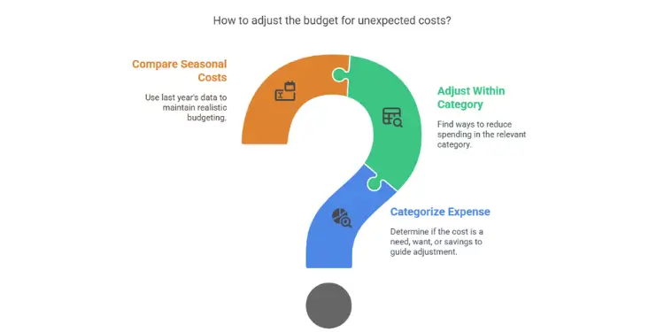 Infographic showing how to adjust budget for unexpected costs