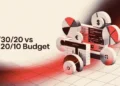 Graphic comparing 50/30/20 budget to 70/20/10 budget with financial icons