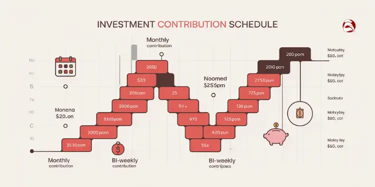 Investment return line chart with drop points and volatility notations
