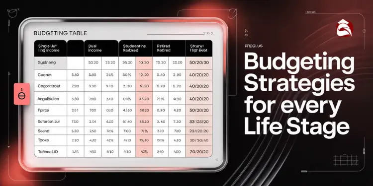 Table showing budget strategies for different life stages and income types