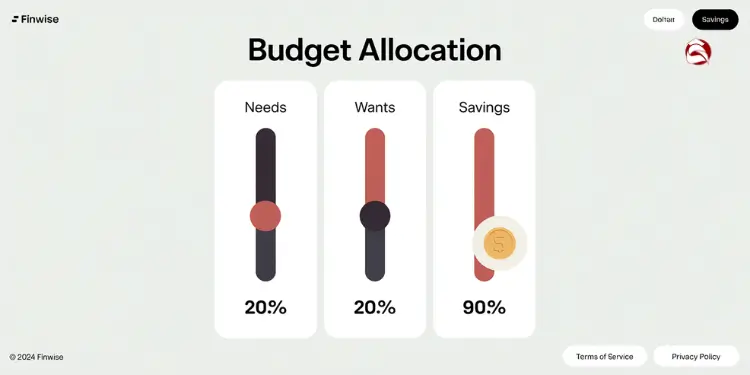 Slider UI showing adjustable budget percentages