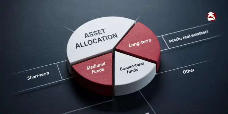 Pie chart showing asset allocation with long-term and medium fund sections