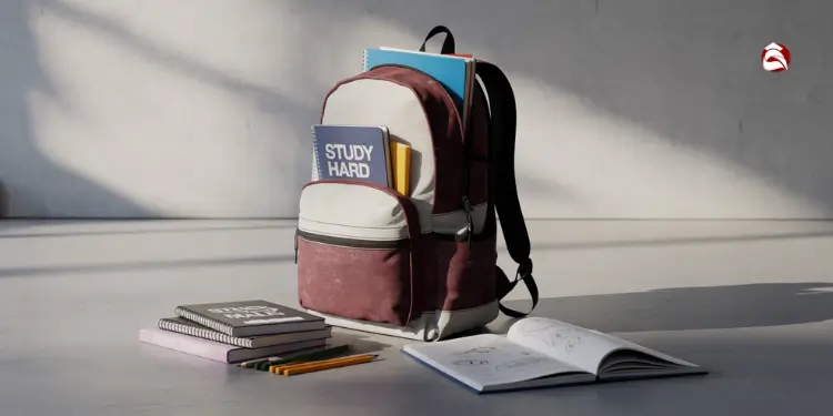 Backpack with school supplies inside