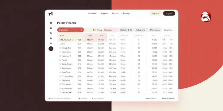 Budget dashboard with monthly category allocations and timing breakdowns
