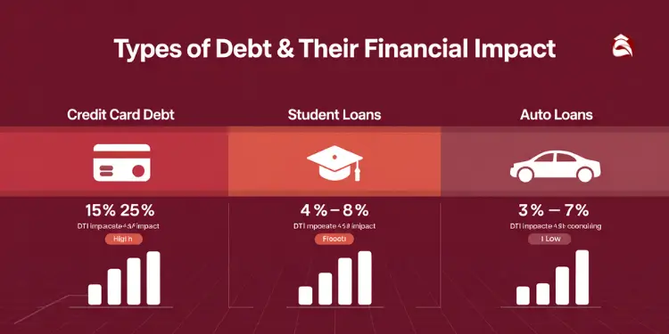 Three-column chart showing credit, student, and auto loan impacts