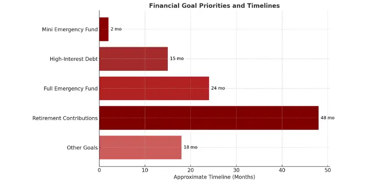 Financial goals prioritized by timeline