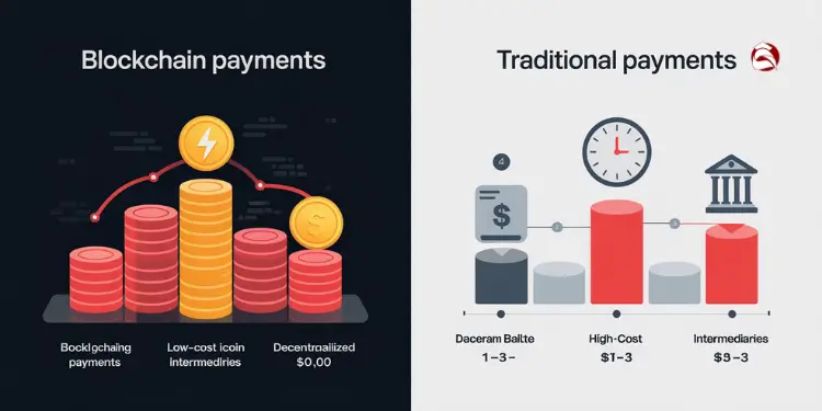 Comparison between blockchain and traditional payment systems