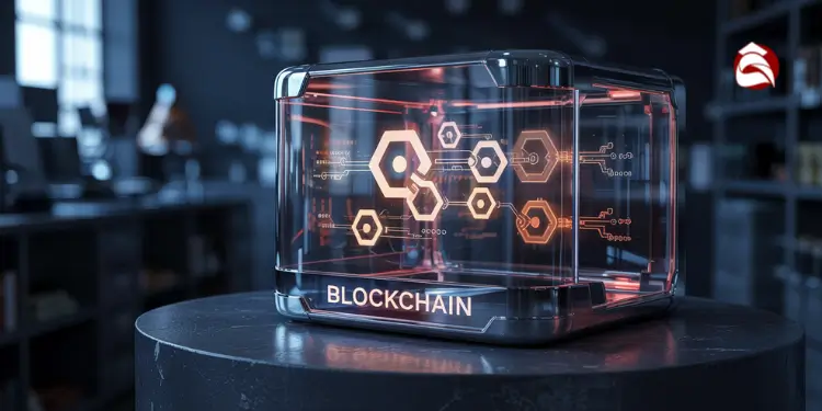 Digital container showing data flow inside a blockchain block