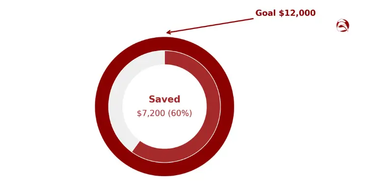 Circular savings progress tracker showing 60% toward $12,000 goal