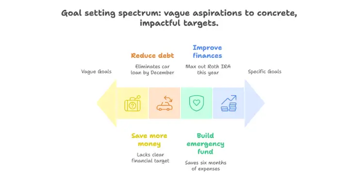 Goal setting spectrum from vague aspirations to specific targets
