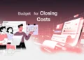 Illustration of homebuyers planning closing costs with documents, calendar, and digital tools