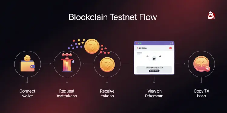 Testnet transaction flow from wallet to Etherscan