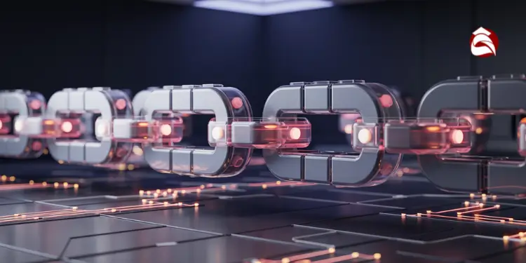 Conceptual chain of blocks linked in a digital blockchain system