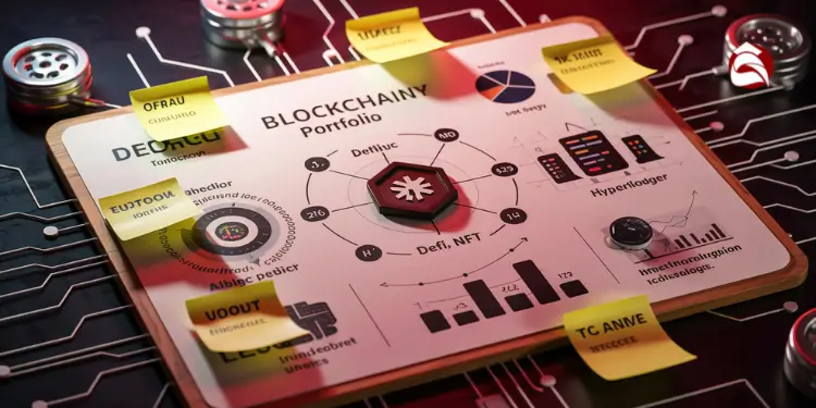 Blockchain portfolio chart with various project tags