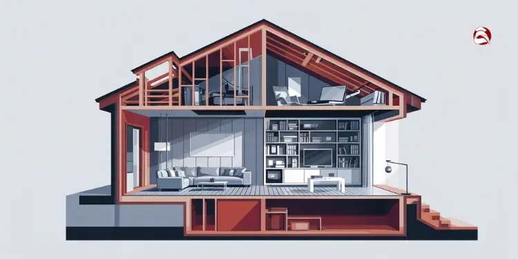 House interior diagram showing multi-level structure