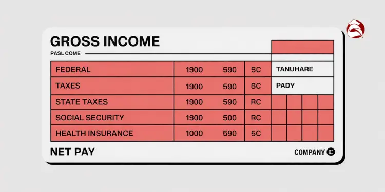 Pay stub graphic showing deductions from gross income