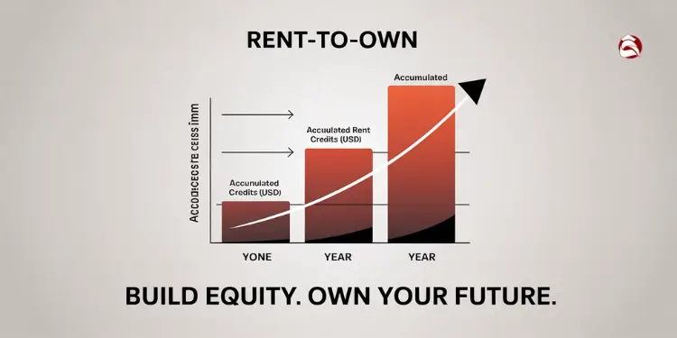 Bar chart showing annual and total rent credits in rent-to-own deal