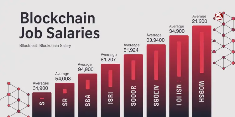 Bar graph showing average salaries for various blockchain job roles
