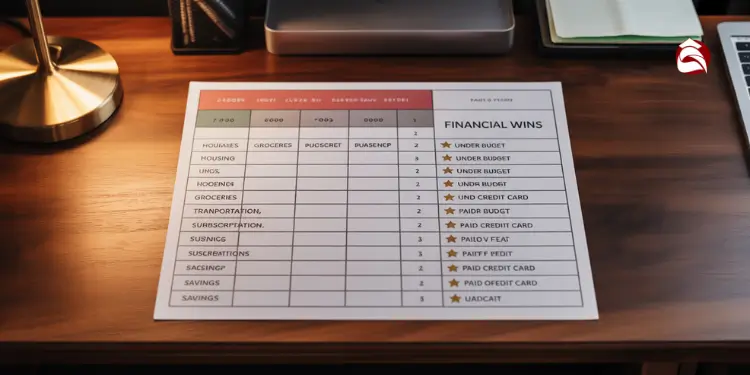 Financial wins chart tracking budget performance and credit card payments