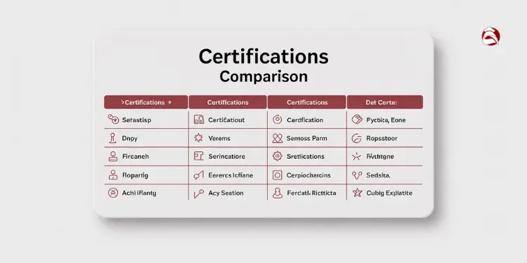 Table comparing multiple blockchain-related certification programs