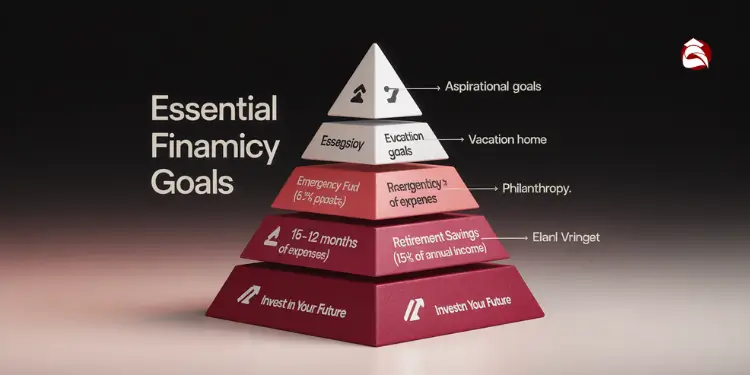 Pyramid chart of financial goals from basics to aspirational targets