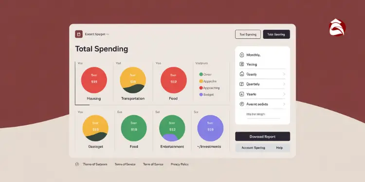 Spending dashboard using red-yellow-green colors to indicate budget status