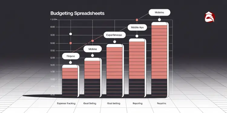 3D bar graph comparing budgeting features across tools