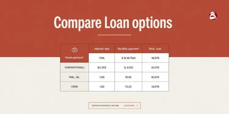 Loan comparison table showing interest rates, payments, and total cost