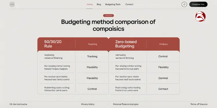 Side-by-side chart comparing 50/30/20 and zero-based budgeting