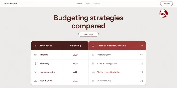 Table comparing zero-based and priority-based budgeting categories