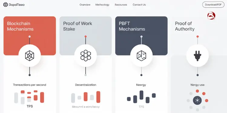 Blockchain consensus mechanism comparison panel