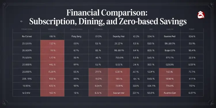 comparison table of subscriptions dining zero-based