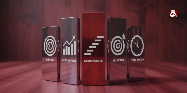 SMART goal components shown: specific, measurable, achievable, relevant, time-bound