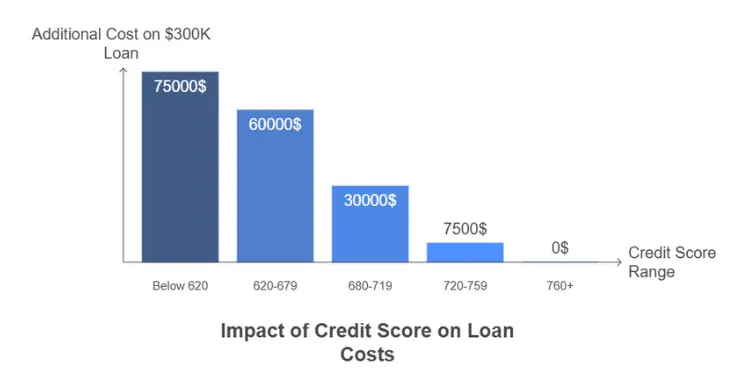 Impact of credit score range on additional loan costs