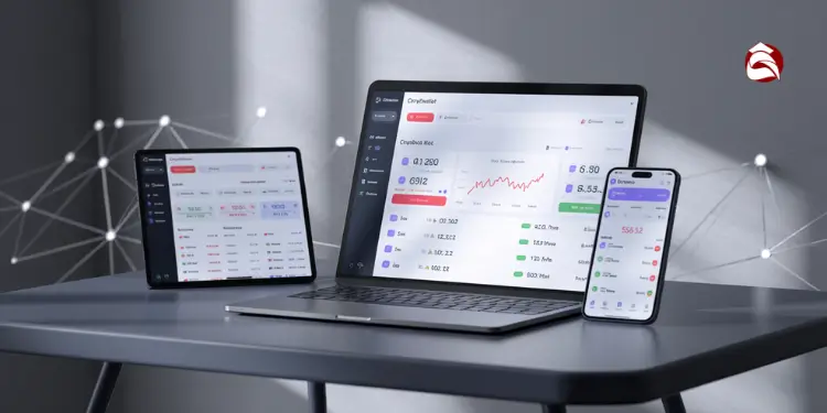 Multiple devices showing synced crypto wallet dashboards
