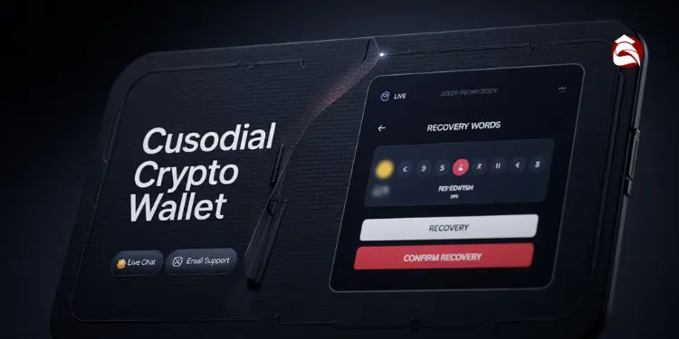 Screen showing custodial crypto wallet recovery words input