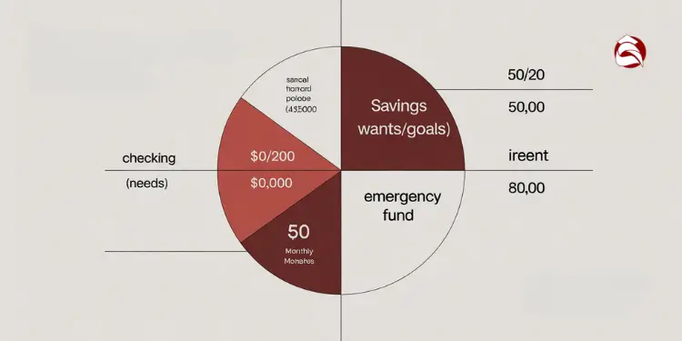Pie chart visualizing savings, emergency fund, and spending categories