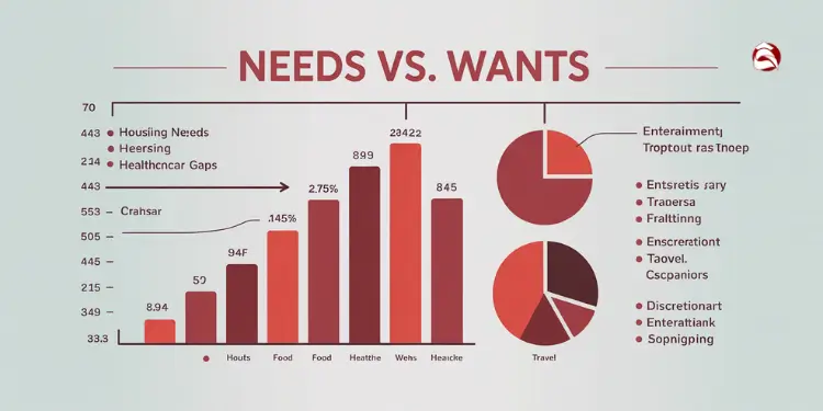Budget chart comparing essential and non-essential expenses