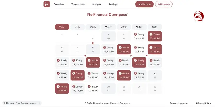 Financial app calendar showing variable income entries