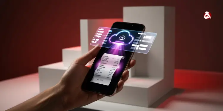 Smartphone scanning digital receipts into cloud storage