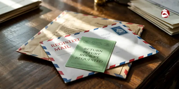 Registered mail envelopes with return receipt request slip