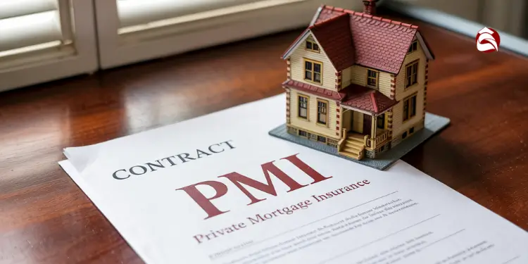 PMI contract document next to small house model on table