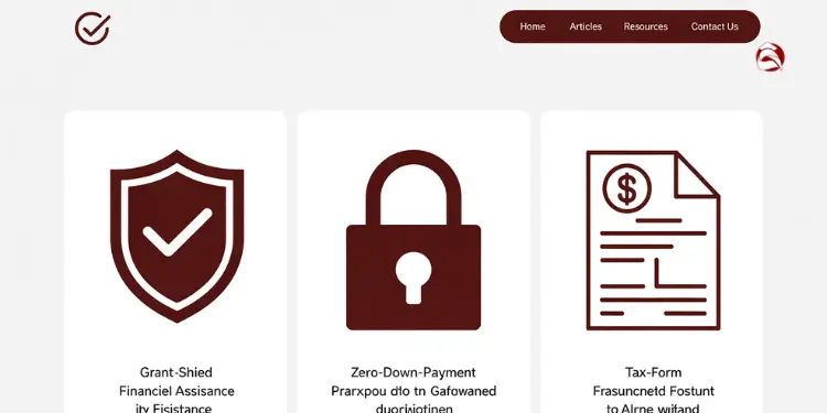 Icons for grant shield, lock, and tax form on a benefits webpage