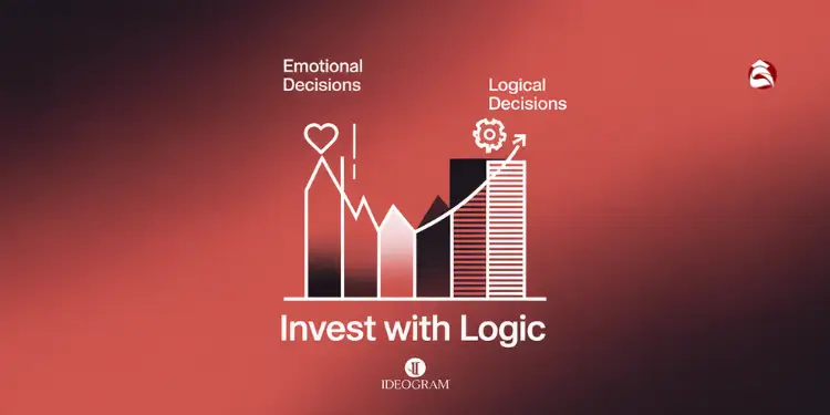Investment bar chart contrasting emotional vs logical decisions