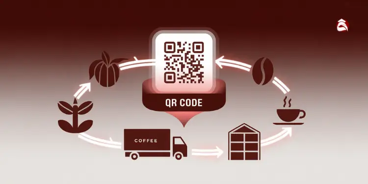 QR code tracking coffee supply chain from farm to cup