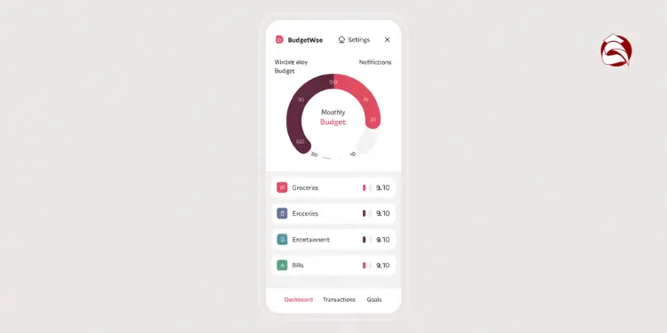 Mobile budget app dashboard with circular budget tracker