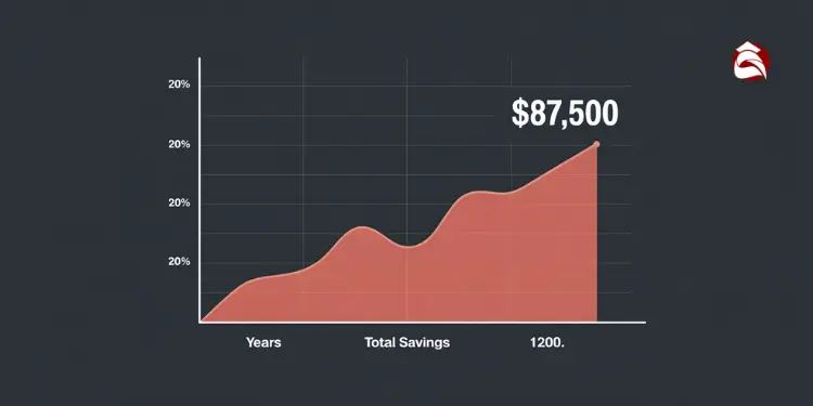 Graph showing $87,500 in savings growth over time