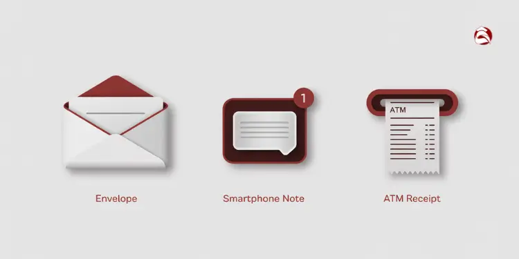 Envelope, notes app, ATM icon methods