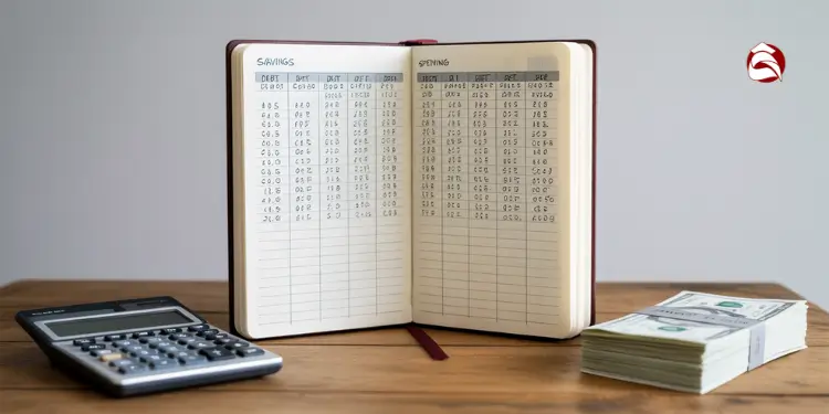 Ledger showing savings and spending breakdown by date