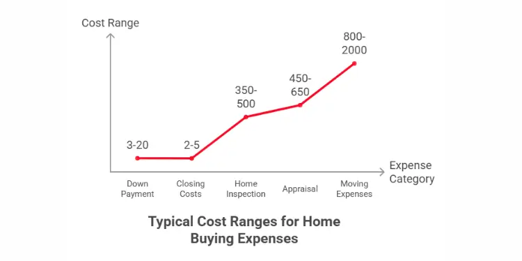 Line graph showing typical cost ranges for key home buying expenses